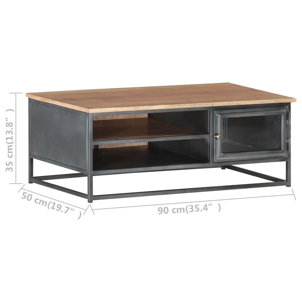 Couchtisch Grau 90x50x35 cm Massivholz Akazie - Pazzar.ch