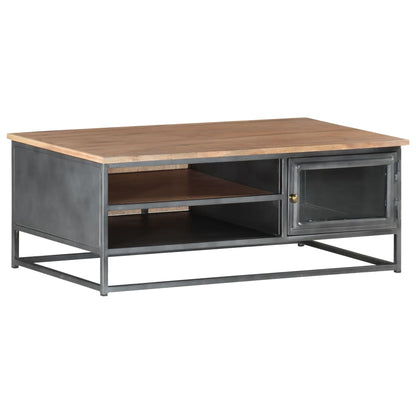 Couchtisch Grau 90x50x35 cm Massivholz Akazie - Pazzar.ch