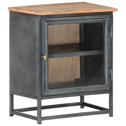 Nachttisch Grau 40x30x50 cm Massivholz Akazie - Pazzar.ch