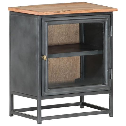 Nachttisch Grau 40x30x50 cm Massivholz Akazie - Pazzar.ch