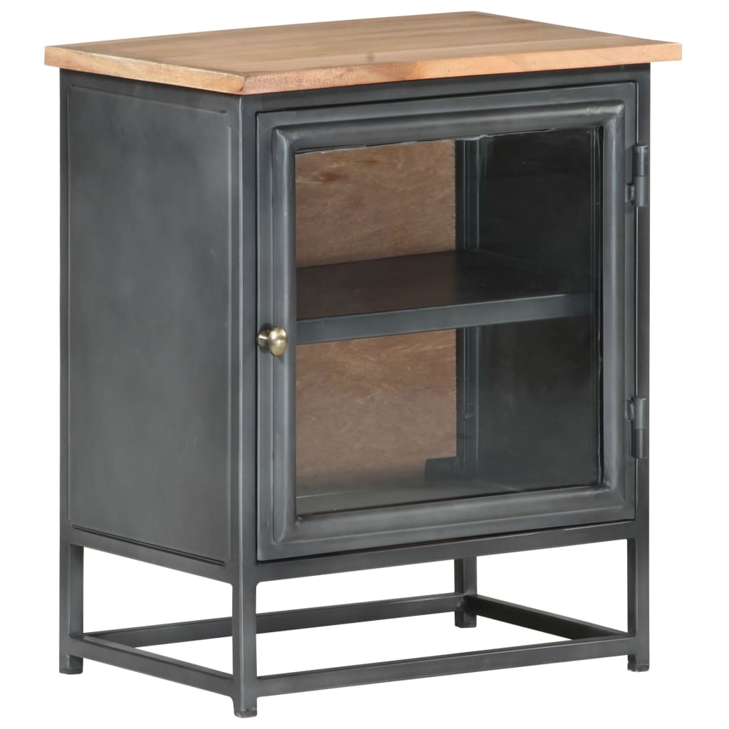 Nachttisch Grau 40x30x50 cm Massivholz Akazie - Pazzar.ch