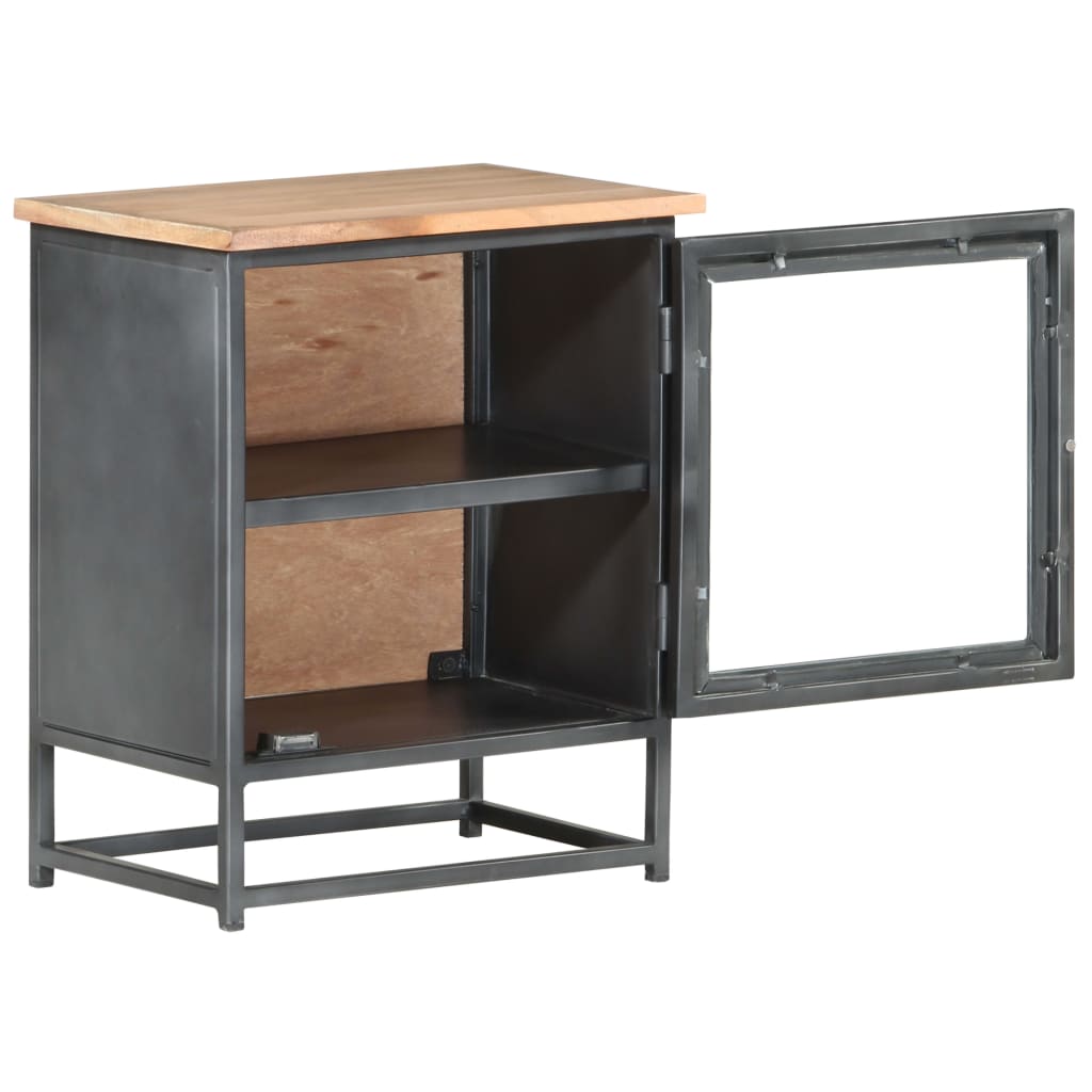 Nachttisch Grau 40x30x50 cm Massivholz Akazie - Pazzar.ch