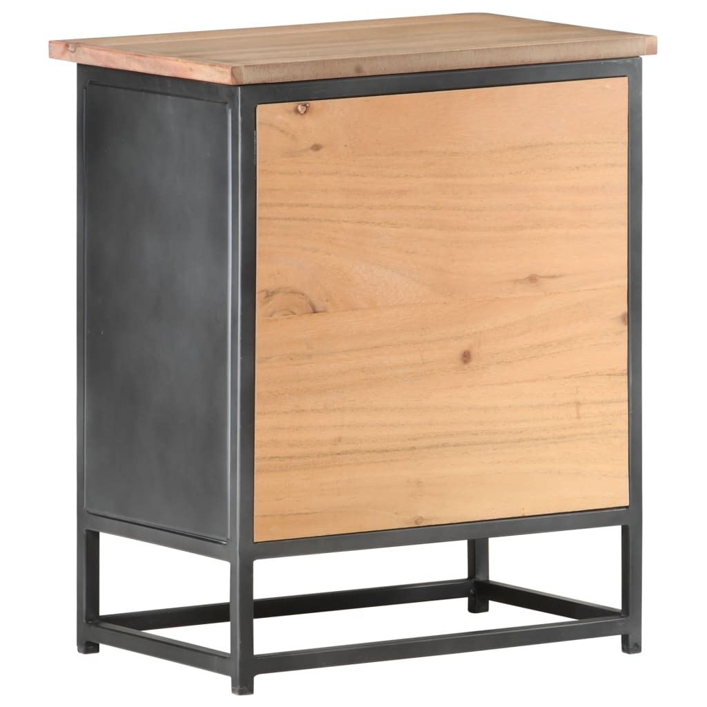Nachttisch Grau 40x30x50 cm Massivholz Akazie - Pazzar.ch