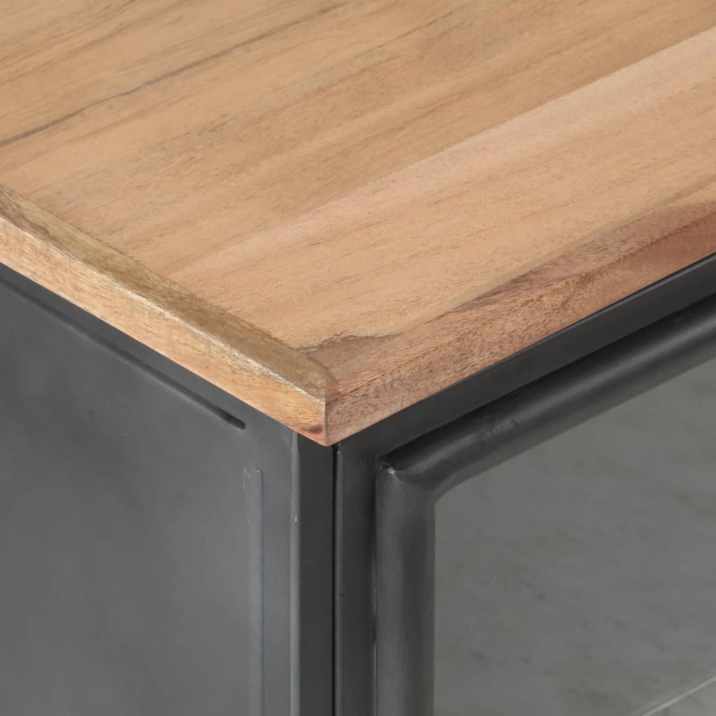 Nachttisch Grau 40x30x50 cm Massivholz Akazie - Pazzar.ch