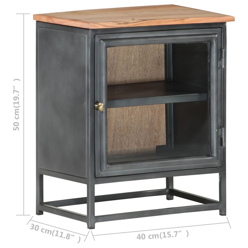 Nachttisch Grau 40x30x50 cm Massivholz Akazie - Pazzar.ch