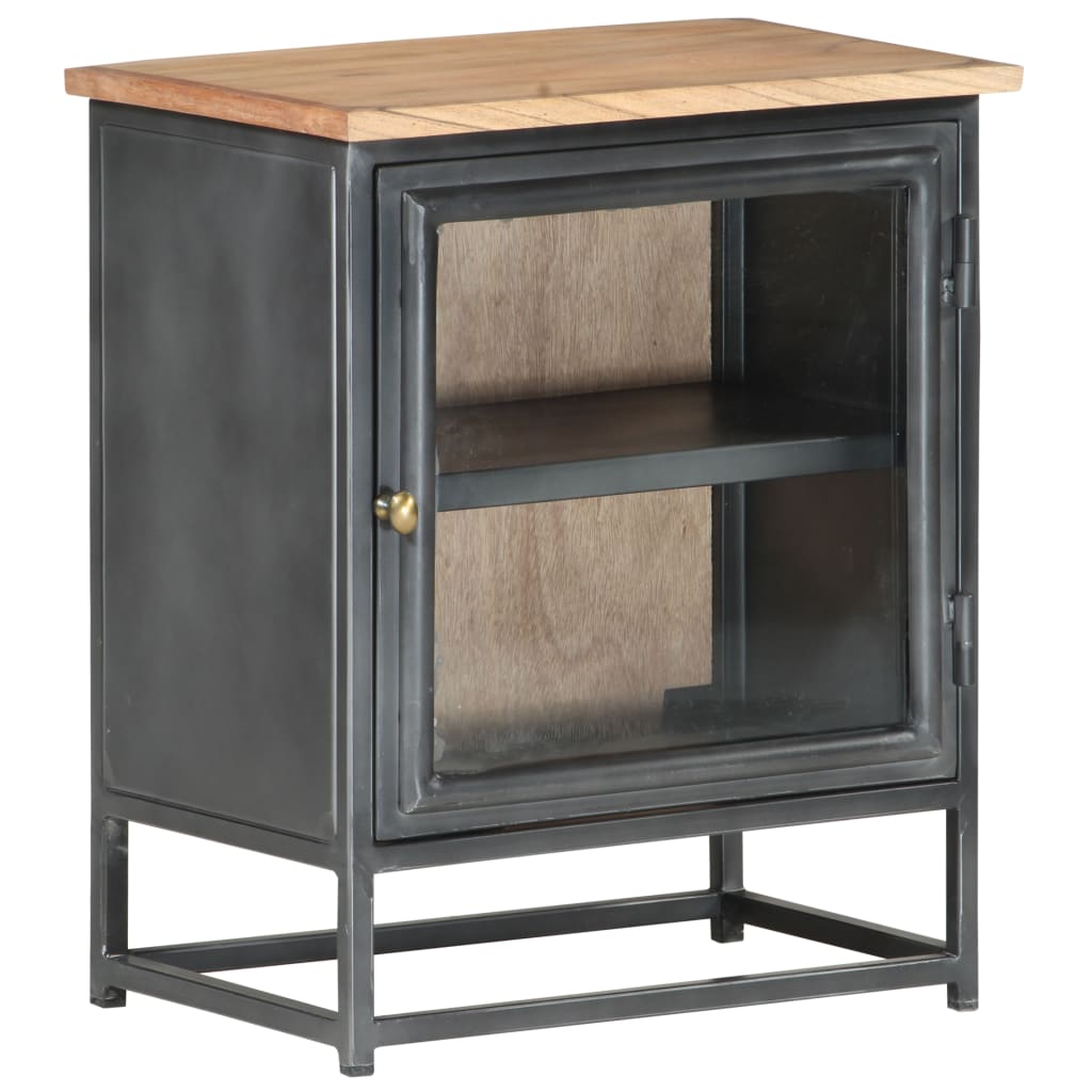 Nachttisch Grau 40x30x50 cm Massivholz Akazie - Pazzar.ch