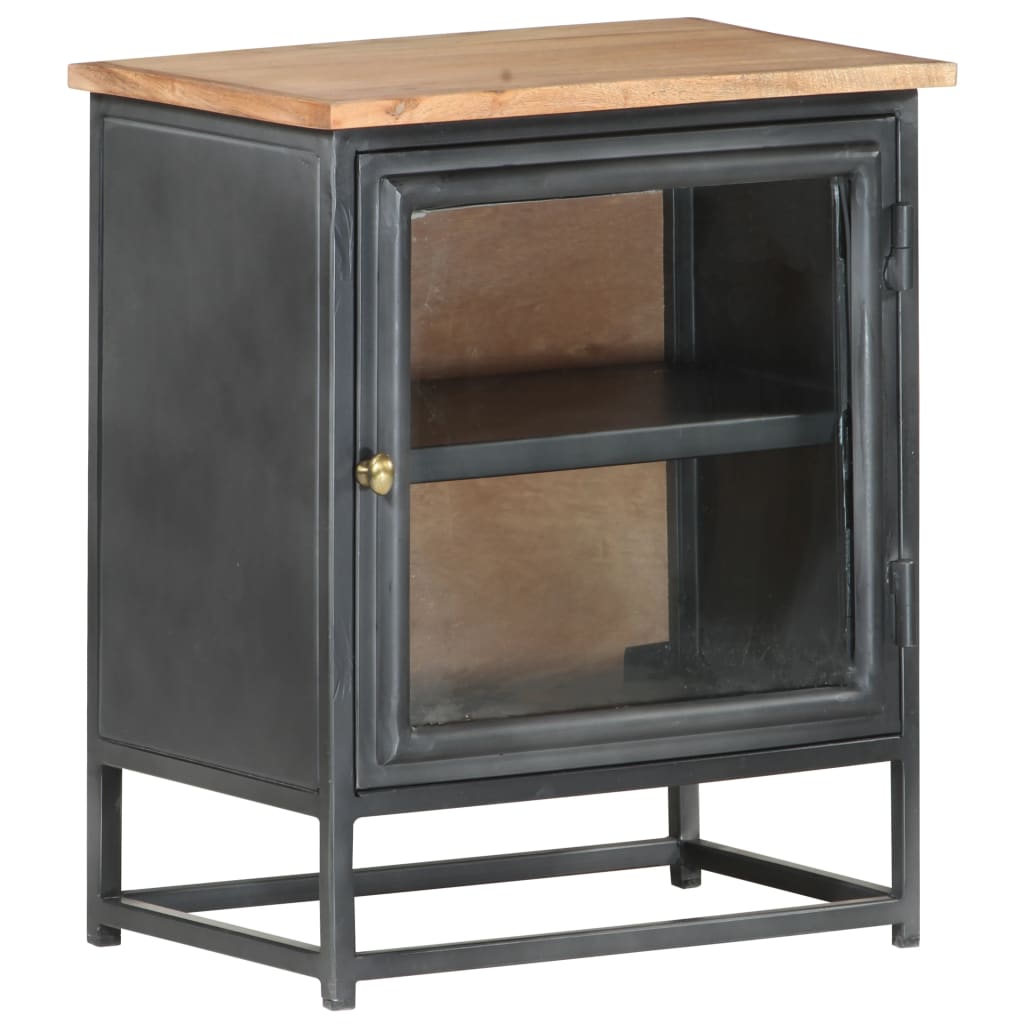 Nachttisch Grau 40x30x50 cm Massivholz Akazie - Pazzar.ch