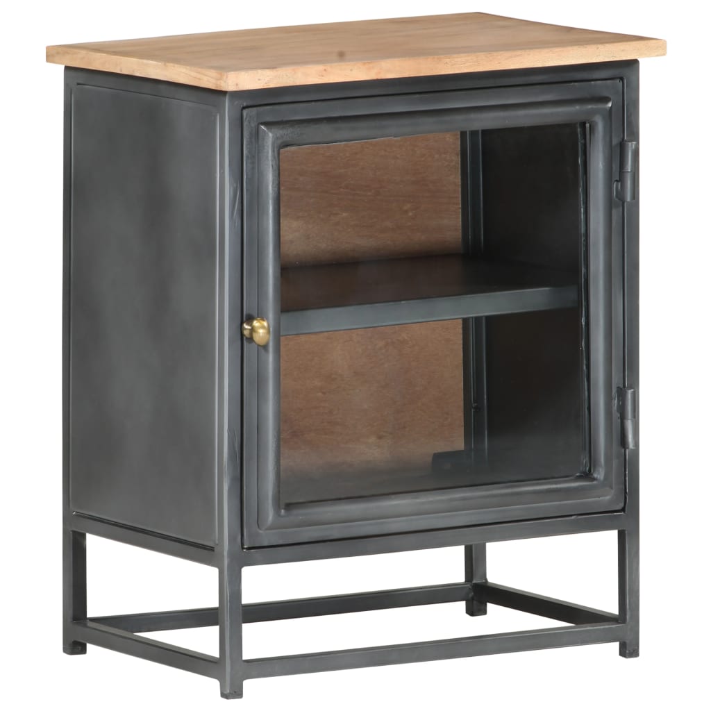 Nachttisch Grau 40x30x50 cm Massivholz Akazie - Pazzar.ch