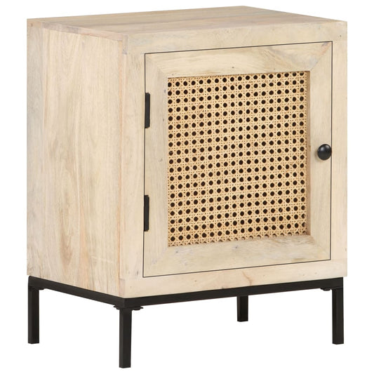 Nachttisch 40x30x50 cm Mango Massivholz und Rohrgeflecht - Pazzar.ch