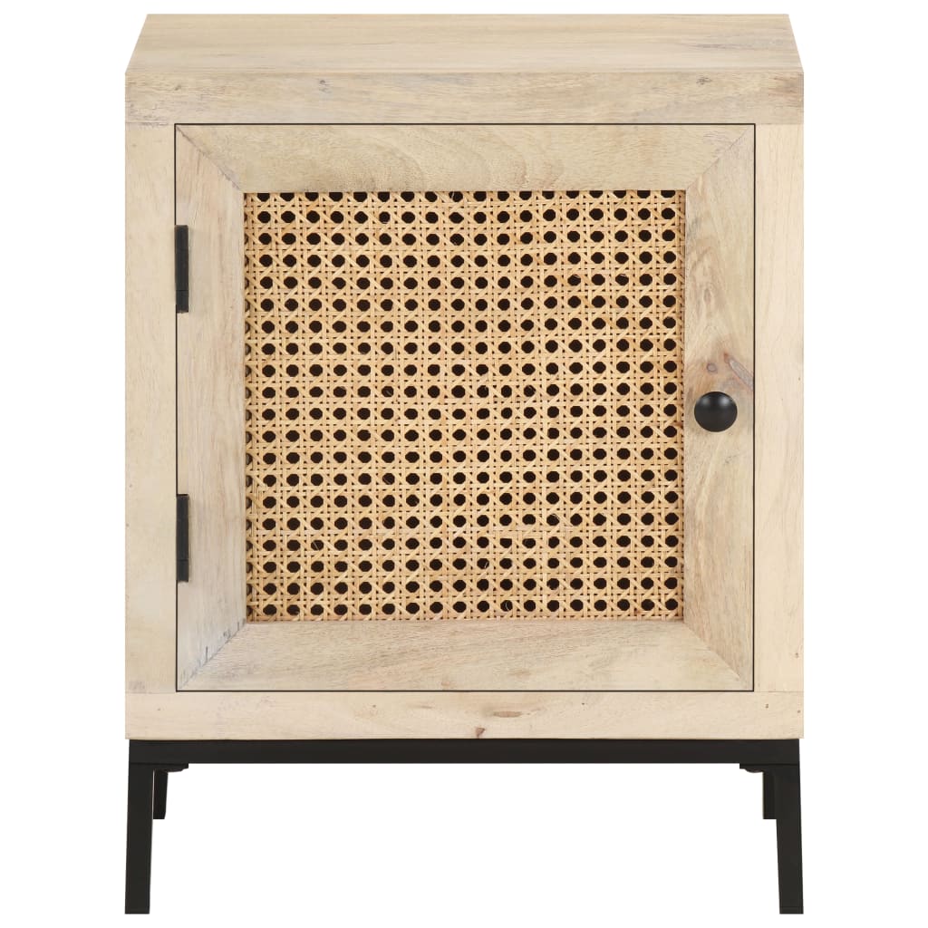 Nachttisch 40x30x50 cm Mango Massivholz und Rohrgeflecht - Pazzar.ch