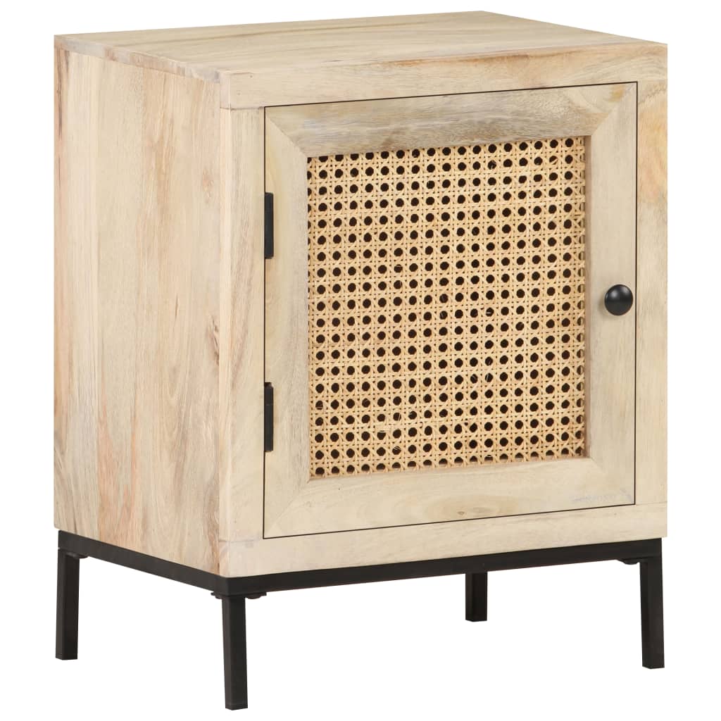 Nachttisch 40x30x50 cm Mango Massivholz und Rohrgeflecht - Pazzar.ch