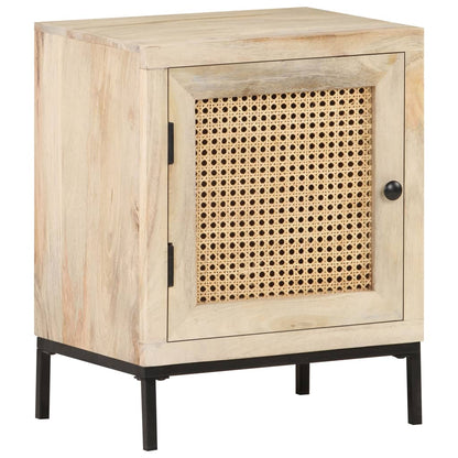 Nachttisch 40x30x50 cm Mango Massivholz und Rohrgeflecht - Pazzar.ch
