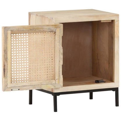 Nachttisch 40x30x50 cm Mango Massivholz und Rohrgeflecht - Pazzar.ch