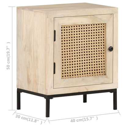 Nachttisch 40x30x50 cm Mango Massivholz und Rohrgeflecht - Pazzar.ch