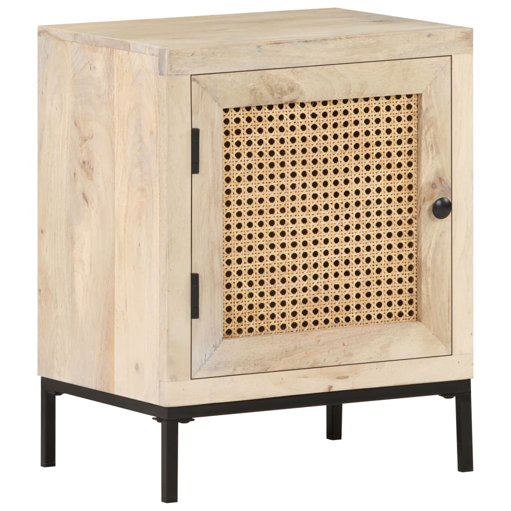 Nachttisch 40x30x50 cm Mango Massivholz und Rohrgeflecht - Pazzar.ch