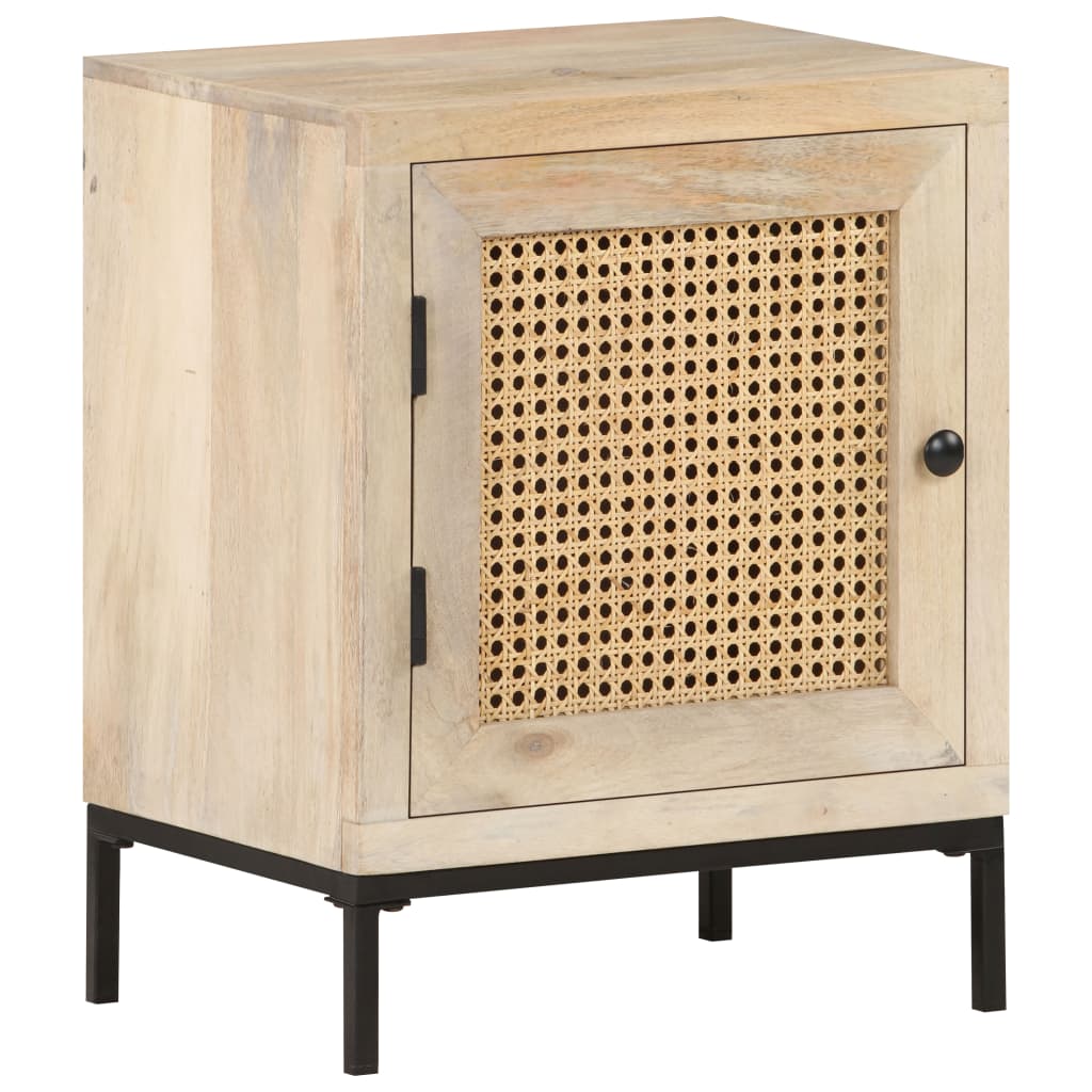 Nachttisch 40x30x50 cm Mango Massivholz und Rohrgeflecht - Pazzar.ch