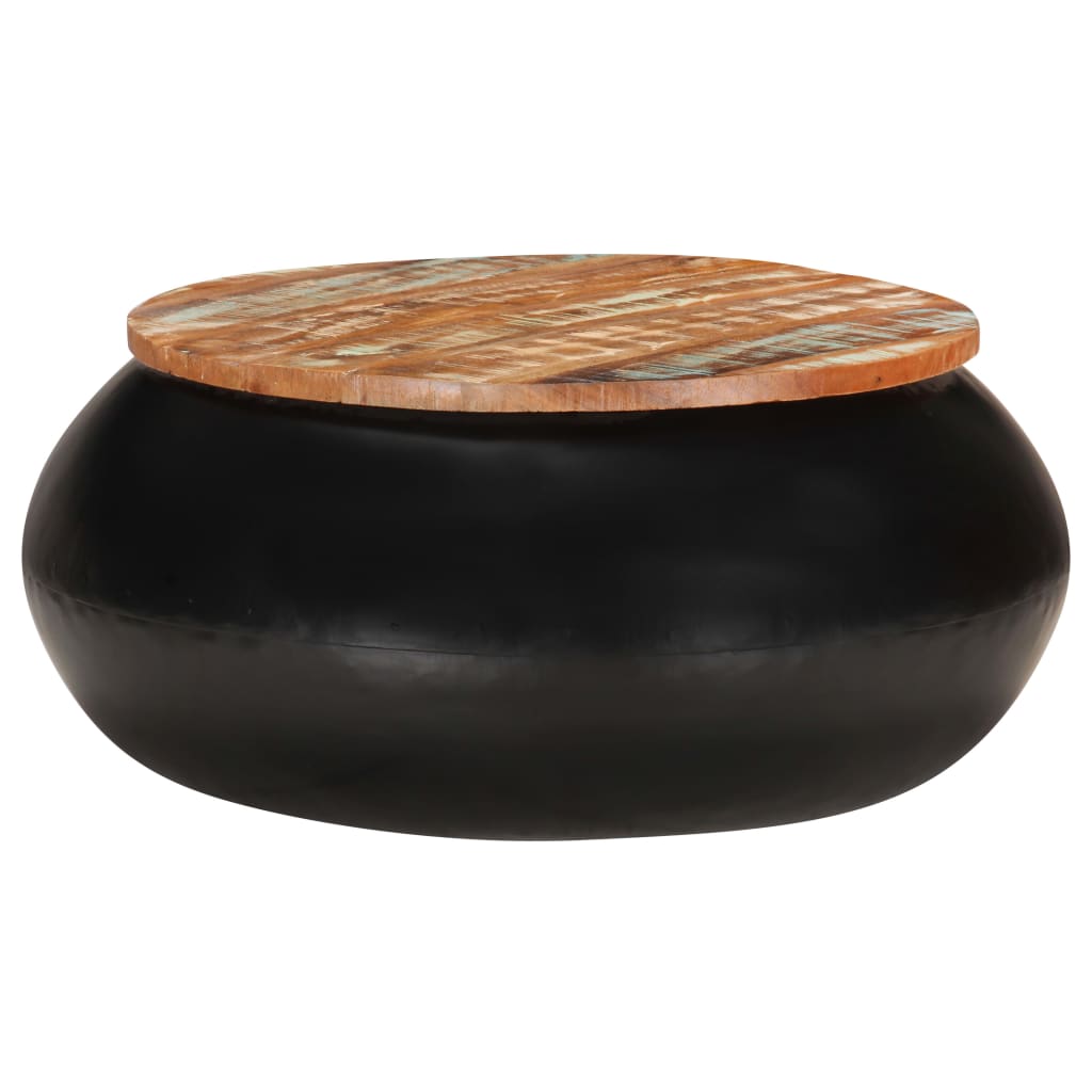 Couchtisch Schwarz 68x68x30 cm Recyceltes Massivholz - Pazzar.ch