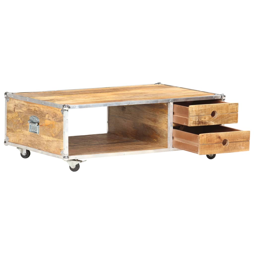 Couchtisch 89x59x33 cm Massives Raues Mangoholz - Pazzar.ch