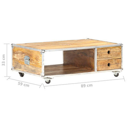 Couchtisch 89x59x33 cm Massives Raues Mangoholz - Pazzar.ch