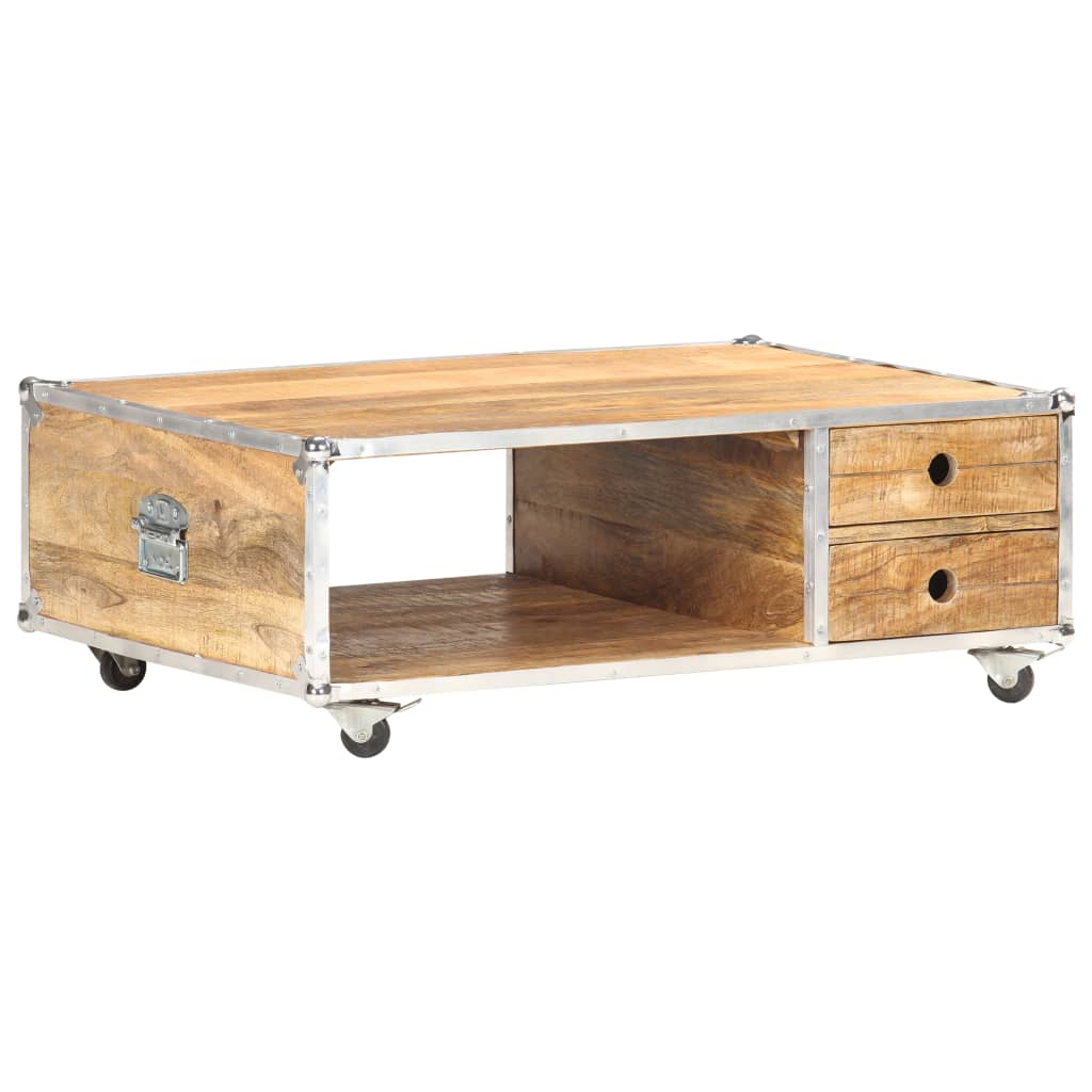 Couchtisch 89x59x33 cm Massives Raues Mangoholz - Pazzar.ch