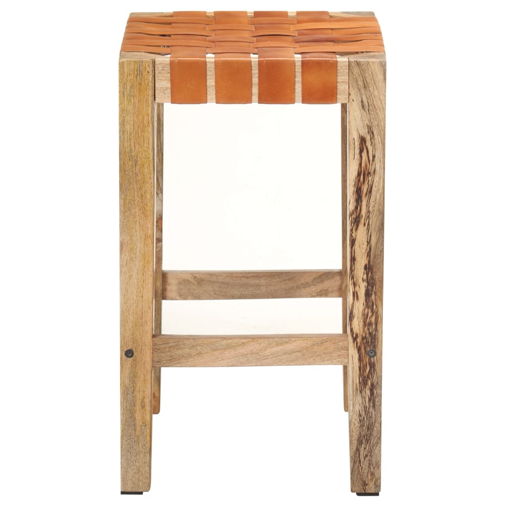 Barhocker 2 Stk. Braun Echtleder 60 cm - Pazzar.ch