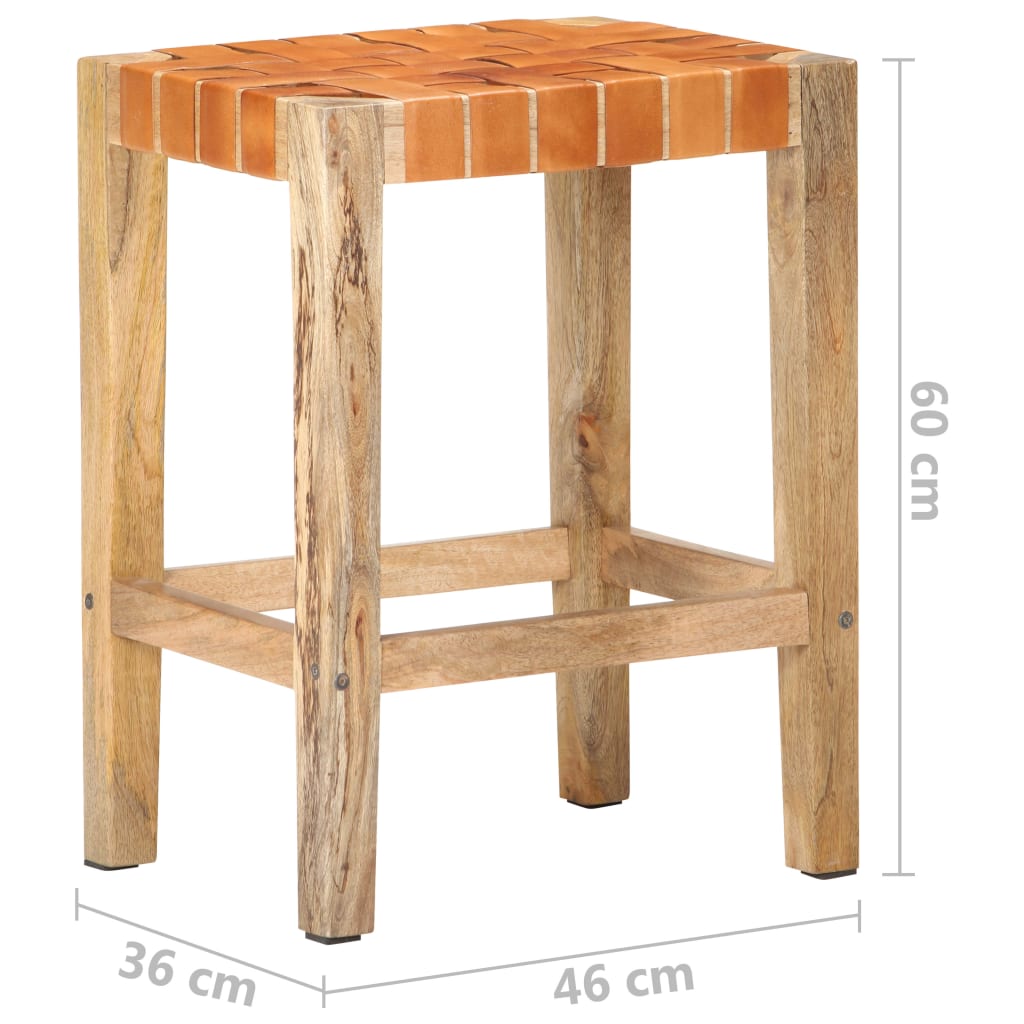 Barhocker 2 Stk. Braun Echtleder 60 cm - Pazzar.ch