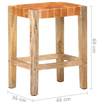 Barhocker 2 Stk. Braun Echtleder 60 cm - Pazzar.ch