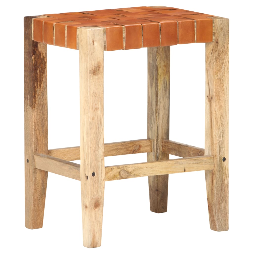 Barhocker 2 Stk. Braun Echtleder 60 cm - Pazzar.ch