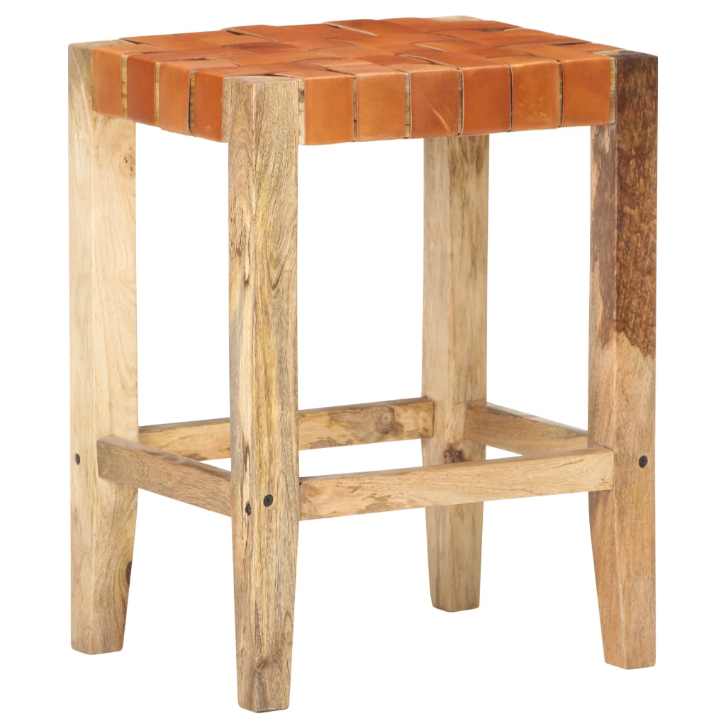 Barhocker 2 Stk. Braun Echtleder 60 cm - Pazzar.ch