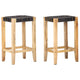 Barhocker 2 Stk. Schwarz Echtleder 75 cm