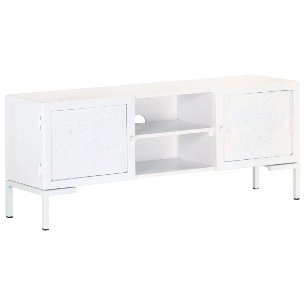 TV-Schrank Weiß 115x30x46 cm Massivholz Mango - Pazzar.ch