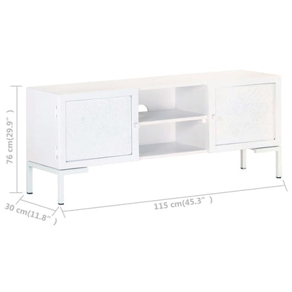 TV-Schrank Weiß 115x30x46 cm Massivholz Mango - Pazzar.ch
