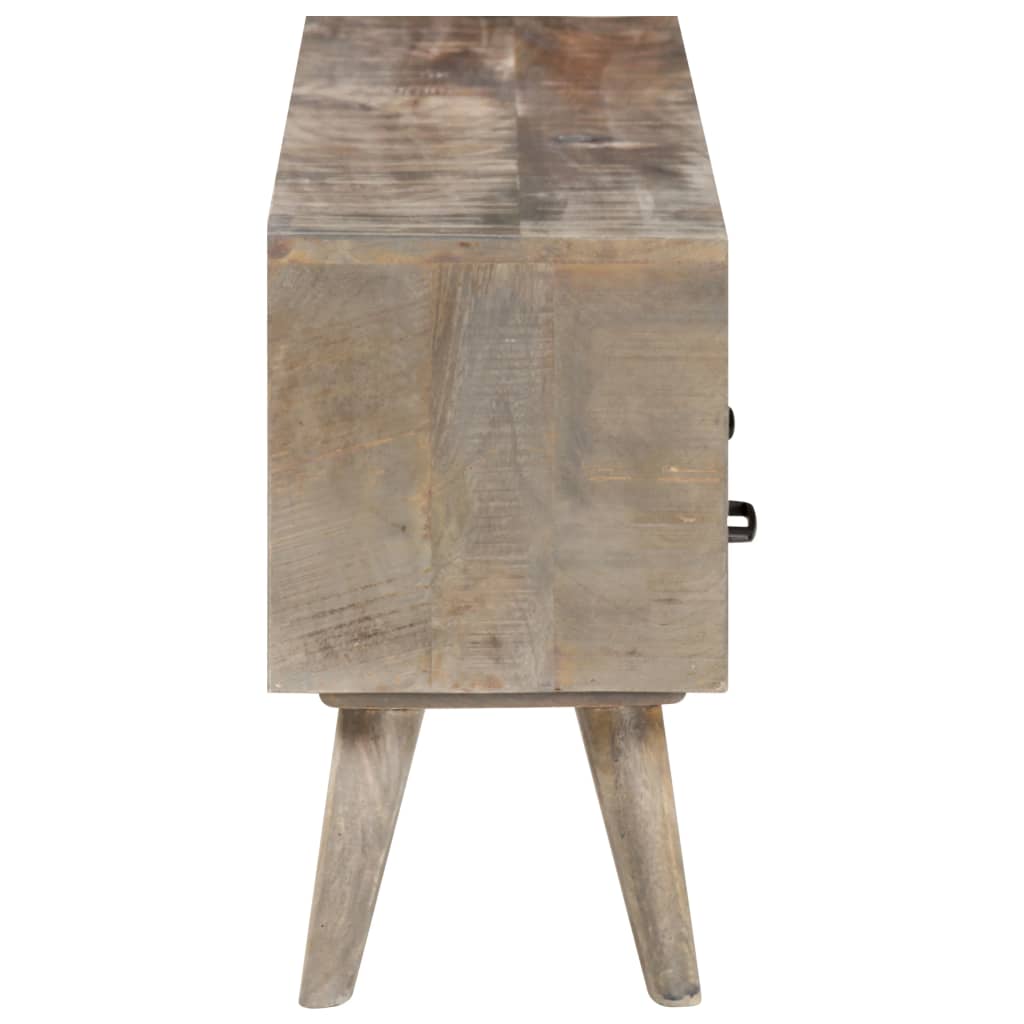 TV-Schrank Grau 130x35x51 cm Raues Mango-Massivholz