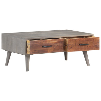 Couchtisch Grau 100x60x40 cm Raues Mango-Massivholz - Pazzar.ch