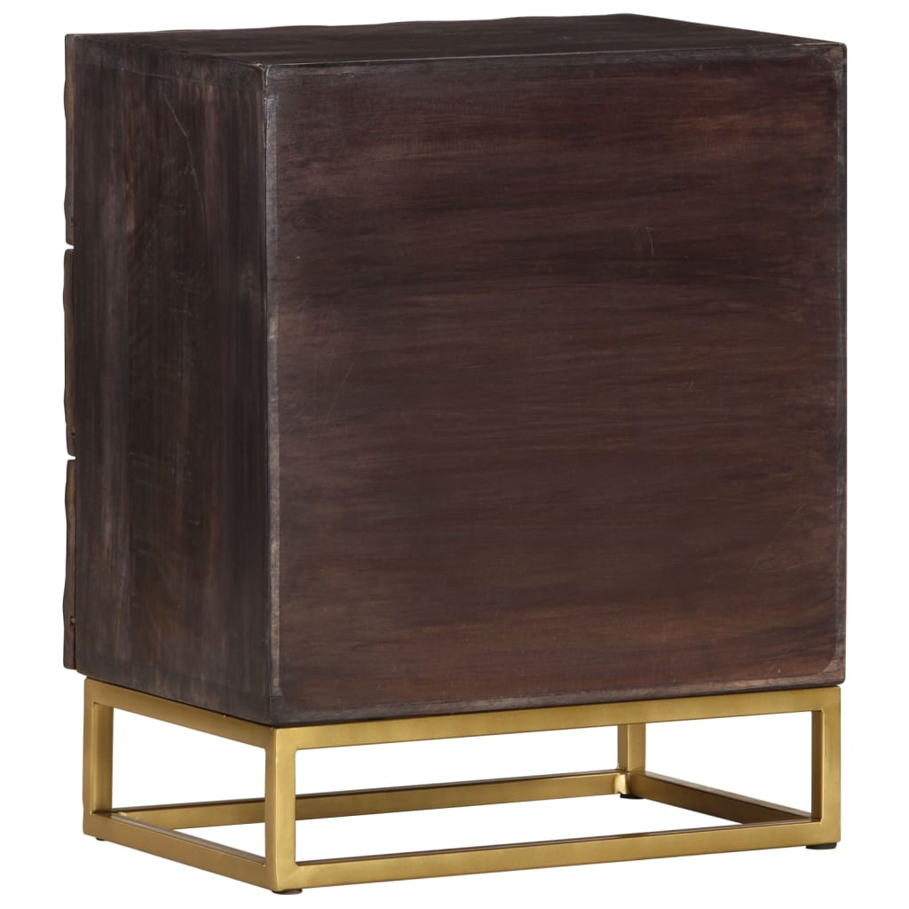 Nachttisch Schwarz 40x30x50 cm Massivholz Mango - Pazzar.ch