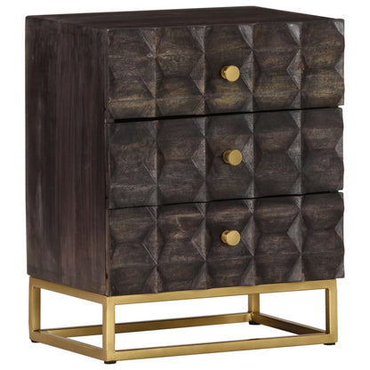 Nachttisch Schwarz 40x30x50 cm Massivholz Mango - Pazzar.ch
