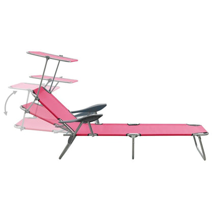 Sonnenliege mit Sonnenschutz Stahl Rosa - Pazzar.ch
