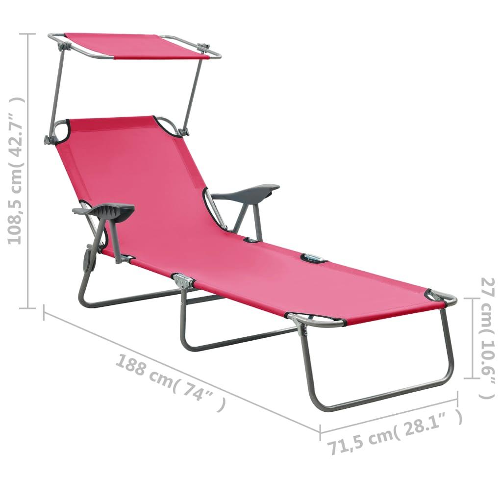 Sonnenliege mit Sonnenschutz Stahl Rosa - Pazzar.ch