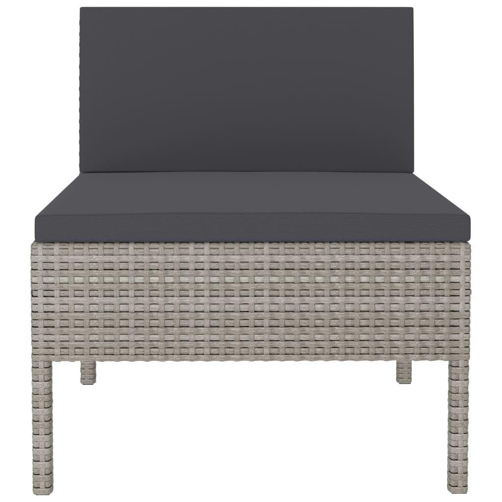 Gartenstühle 3 Stk. mit Auflagen Poly Rattan Grau - Pazzar.ch