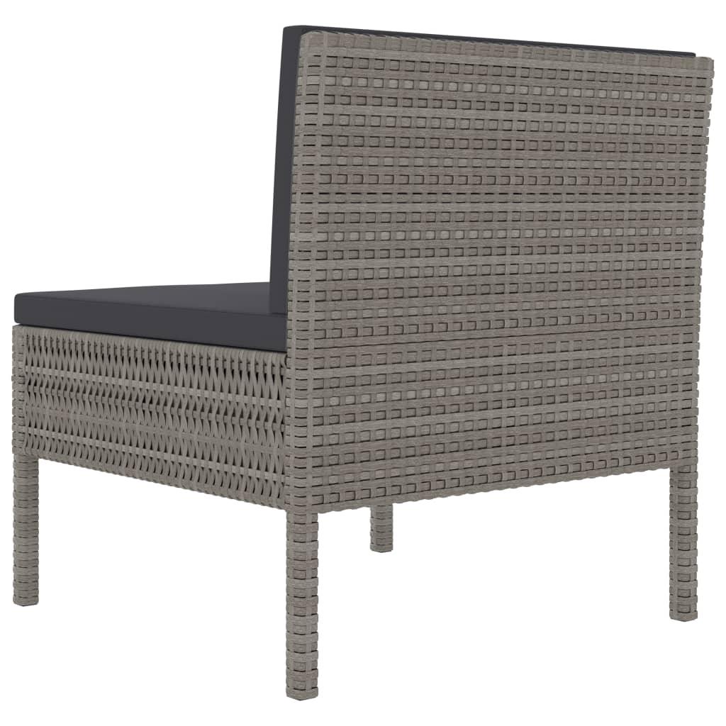 Gartenstühle 3 Stk. mit Auflagen Poly Rattan Grau - Pazzar.ch