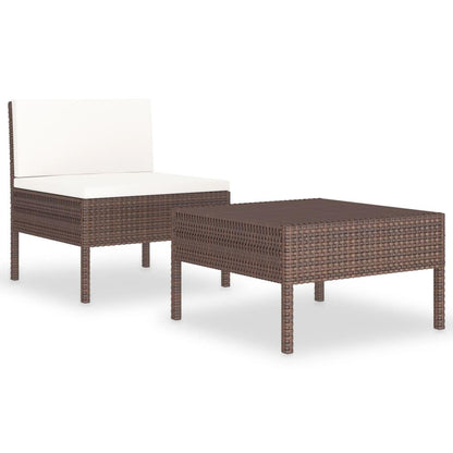2-tlg. Garten-Lounge-Set mit Auflagen Poly Rattan Braun - Pazzar.ch