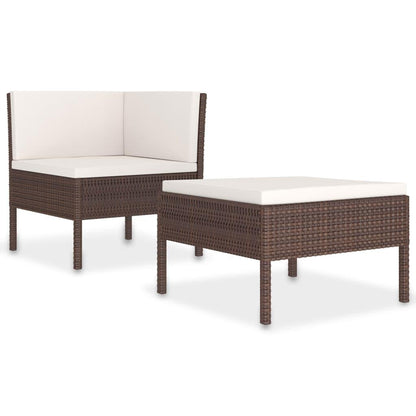 2-tlg. Garten-Lounge-Set mit Auflagen Poly Rattan Braun - Pazzar.ch