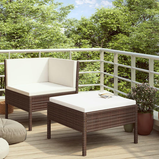 2-tlg. Garten-Lounge-Set mit Auflagen Poly Rattan Braun - Pazzar.ch