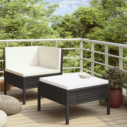2-tlg. Garten-Lounge-Set mit Auflagen Poly Rattan Schwarz - Pazzar.ch