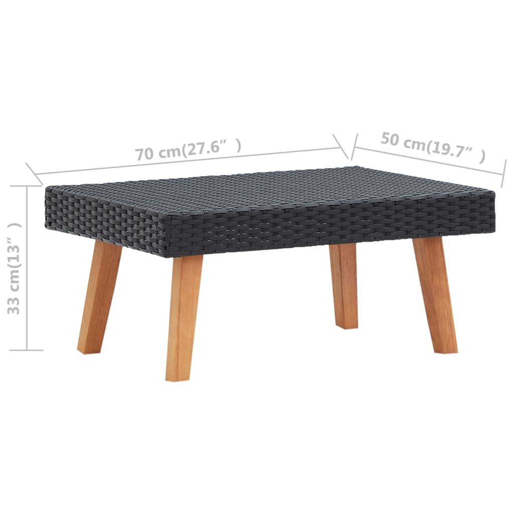 Garten-Couchtisch Poly Rattan Schwarz - Pazzar.ch