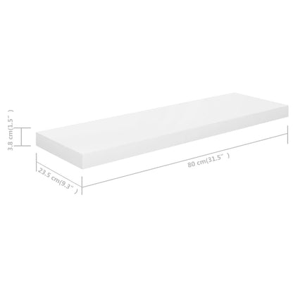 Schweberegal Hochglanz-Weiß 80x23,5x3,8 cm MDF - Pazzar.ch