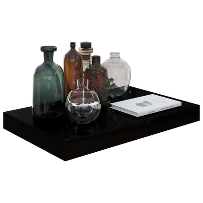 Schweberegale 4 Stk. Hochglanz-Schwarz 40x23x3,8 cm MDF - Pazzar.ch