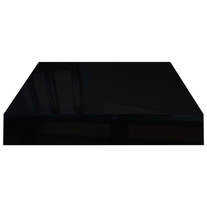 Schweberegale 4 Stk. Hochglanz-Schwarz 40x23x3,8 cm MDF - Pazzar.ch