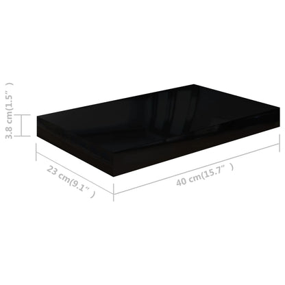 Schweberegale 4 Stk. Hochglanz-Schwarz 40x23x3,8 cm MDF - Pazzar.ch