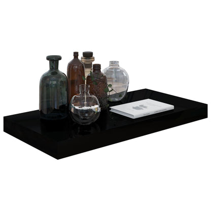 Schweberegale 4 Stk. Hochglanz-Schwarz 50x23x3,8 cm MDF - Pazzar.ch